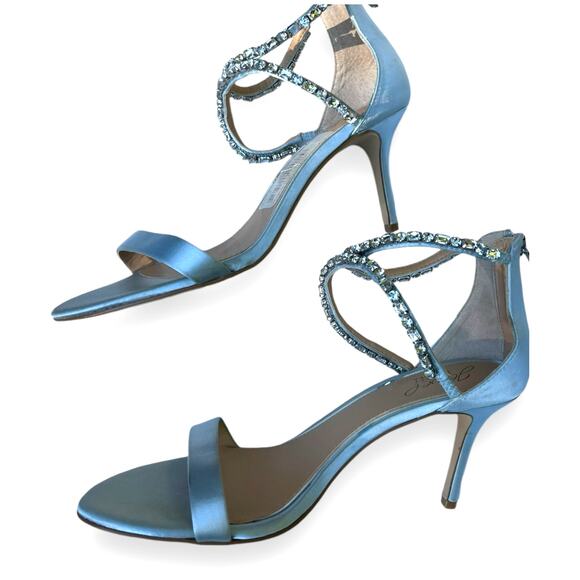 Jewel Badgley Mischka Women's Celine Heeled Sandal, Sky Blue | sz 9 *New w/ Flaw - Picture 3 of 16